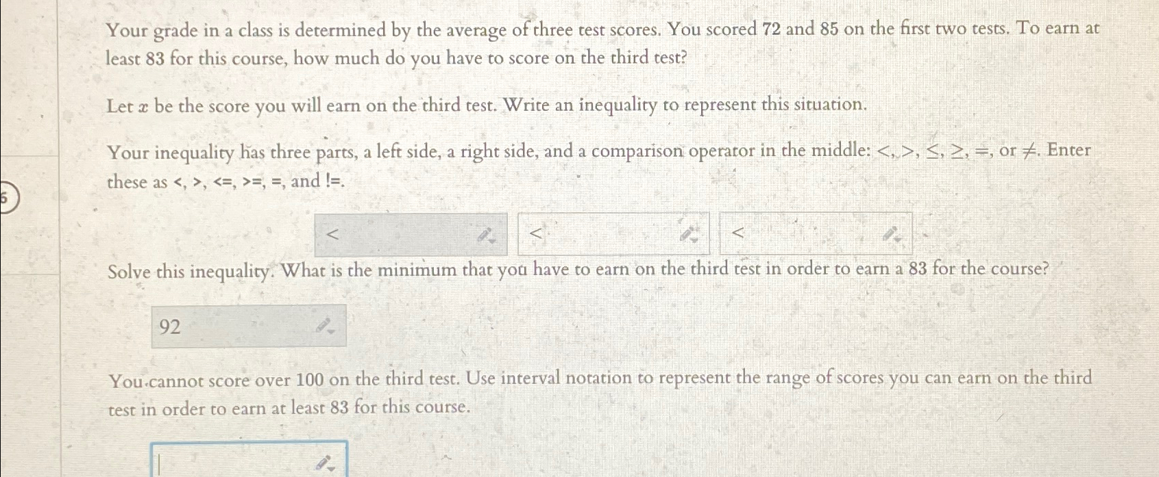 Solved Your grade in a class is determined by the average of | Chegg.com