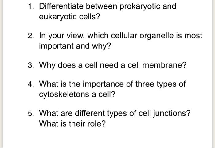 Solved 1. Differentiate between prokaryotic and eukaryotic | Chegg.com