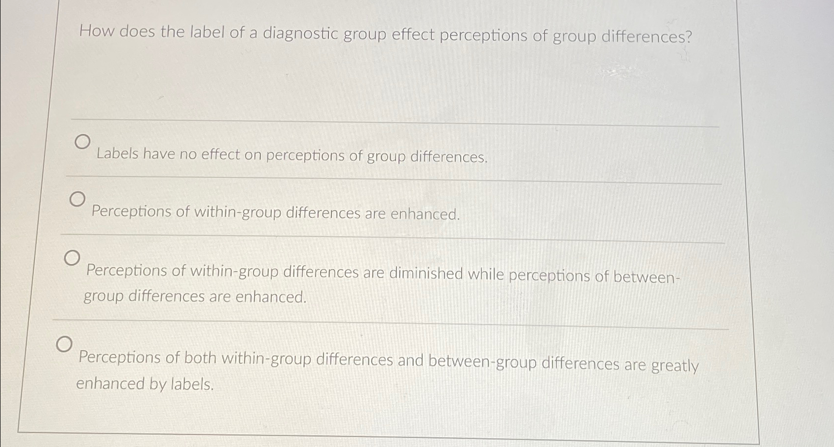 Solved How does the label of a diagnostic group effect | Chegg.com