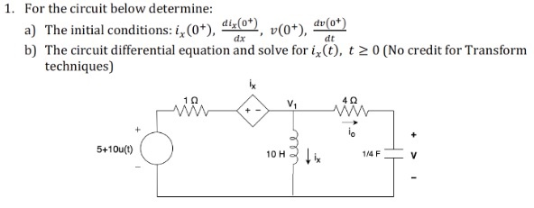 Solved 1. For the circuit below determine: a) The initial | Chegg.com
