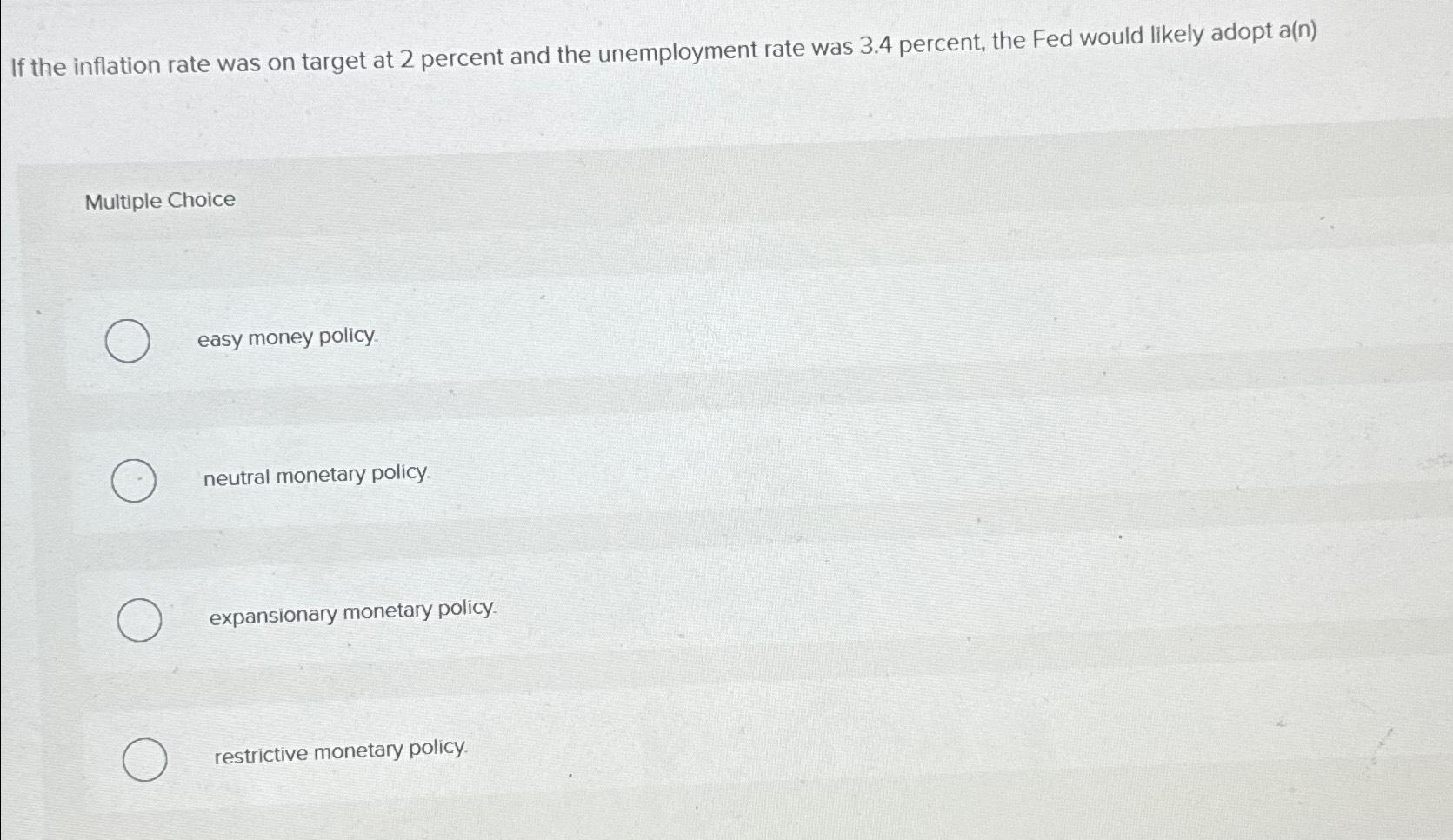 Solved If the inflation rate was on target at 2 ﻿percent and | Chegg.com