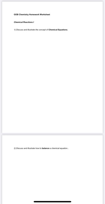 Solved GOB Chemistry Homework Worksheet Chemical Reactions | Chegg.com