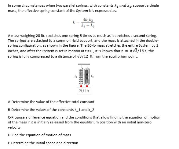 Solved In Some Circumstances When Two Parallel Springs, With | Chegg.com