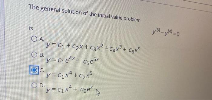 Solved The general solution of the initial value problem is | Chegg.com