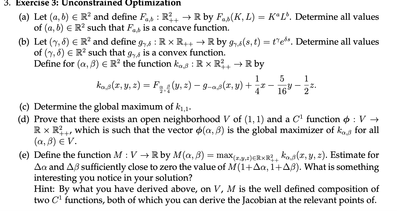 Solved Exercise 3 Unconstrained Optimization A ï Let Chegg Solved Exercise 3 Unconstrained Optimization A ï Let Chegg