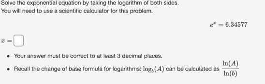 Solved Solve the exponential equation by taking the | Chegg.com