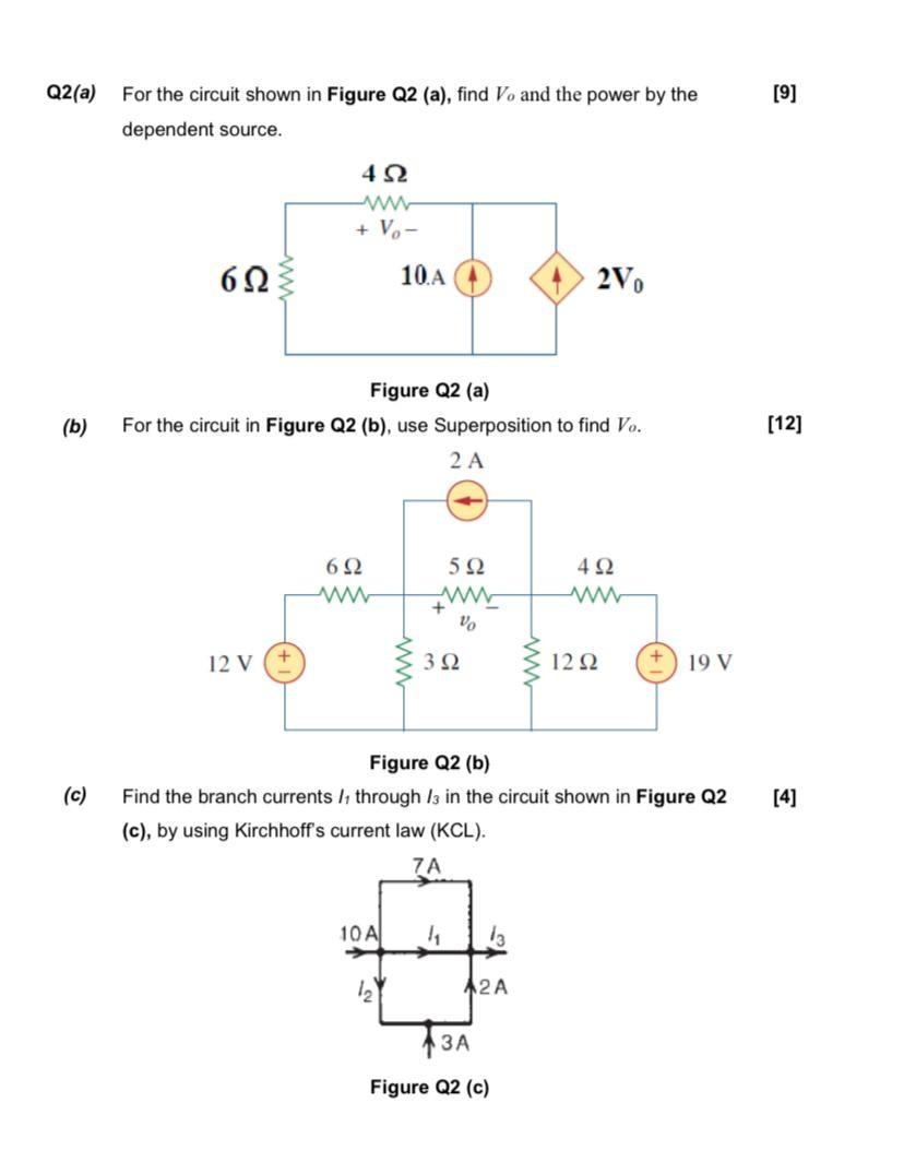 Solved Q2(a) For the circuit shown in Figure Q2 (a), find Vo | Chegg.com