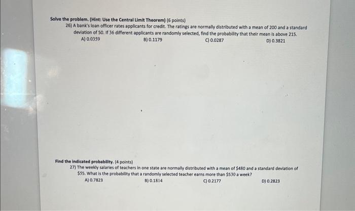 Solved Solve The Problem. (Hint: Use The Central Limit | Chegg.com