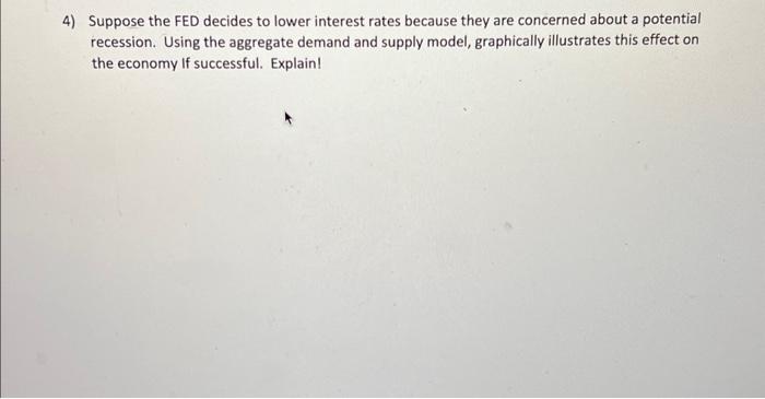 Solved 4) Suppose the FED decides to lower interest rates | Chegg.com