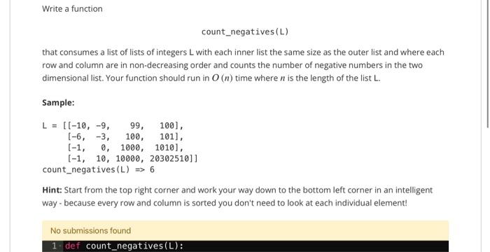 Solved Write a function count negatives L that consumes a Chegg