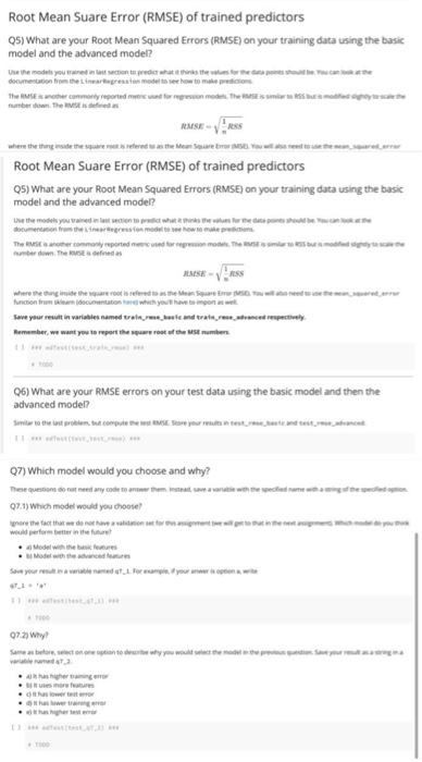 Training Linear Regression Models 04) Training a | Chegg.com