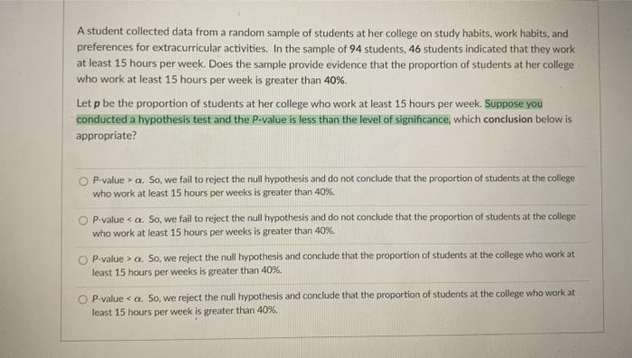 Solved A student collected data from a random sample of | Chegg.com