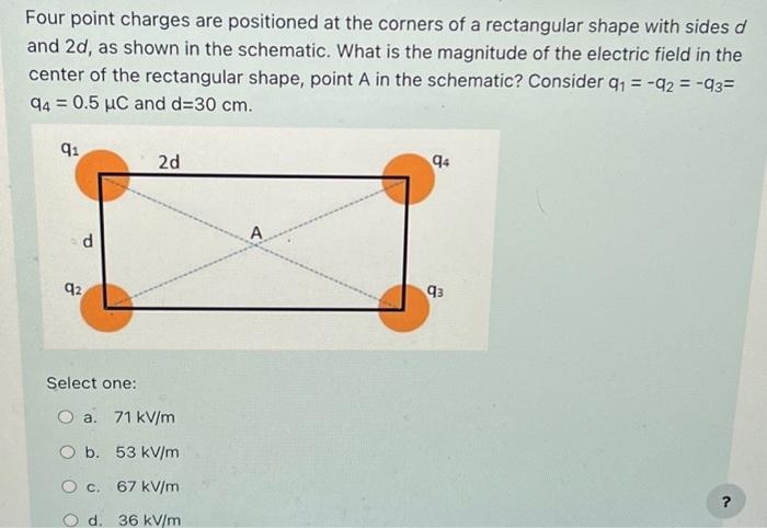 Solved Four Point Charges Are Positioned At The Corners Of A | Chegg.com