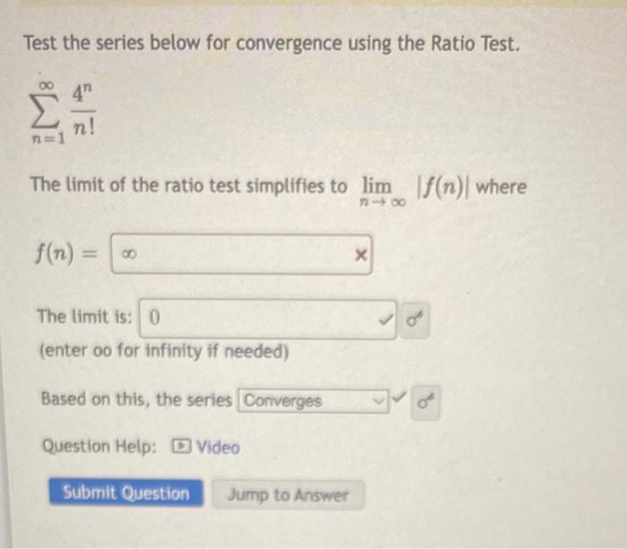 Solved Test the series below for convergence using the Ratio | Chegg.com