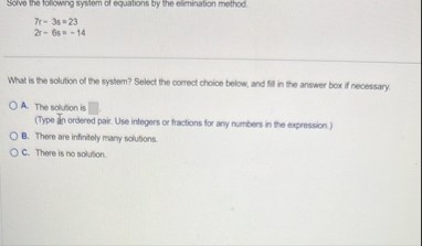 Solved Solve the following system of equations by the | Chegg.com