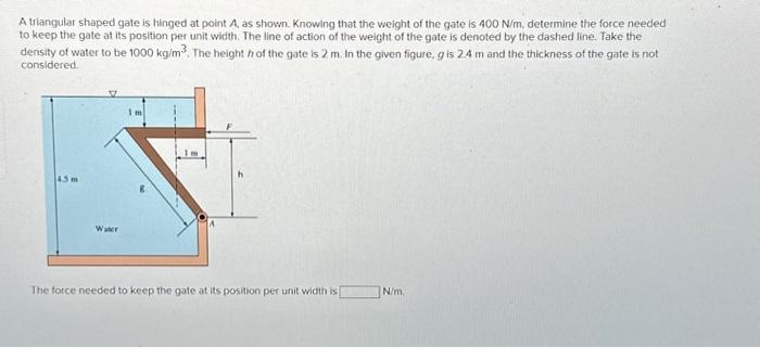 Solved A trlangular shaped gate is hinged at point A, as | Chegg.com