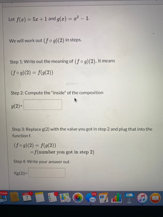 Let F X 5x 1 And G X X2 1 We Will Work Out Chegg Com