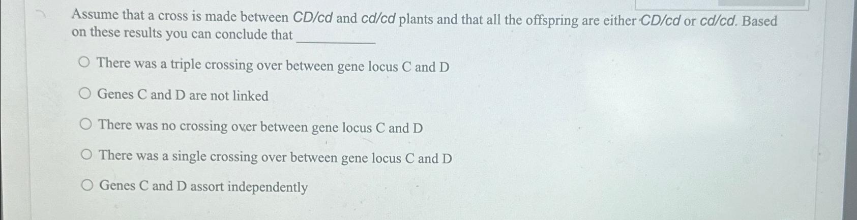 Solved Assume that a cross is made between CDcd ﻿and cdcd | Chegg.com