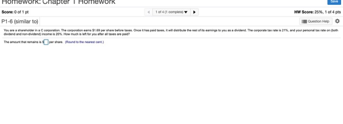 Solved Save Homework. Chapter I Homework Score: 0 of 1 pt 1 | Chegg.com