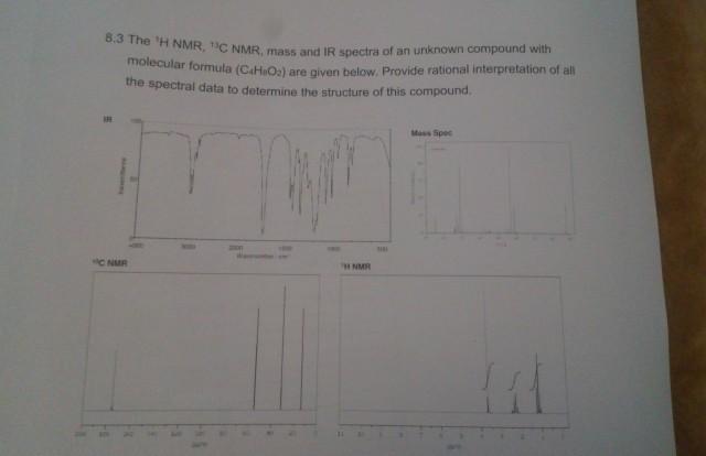 Solved The H Nmr C Nmr Mass And Ir Spectra Of An Chegg Com