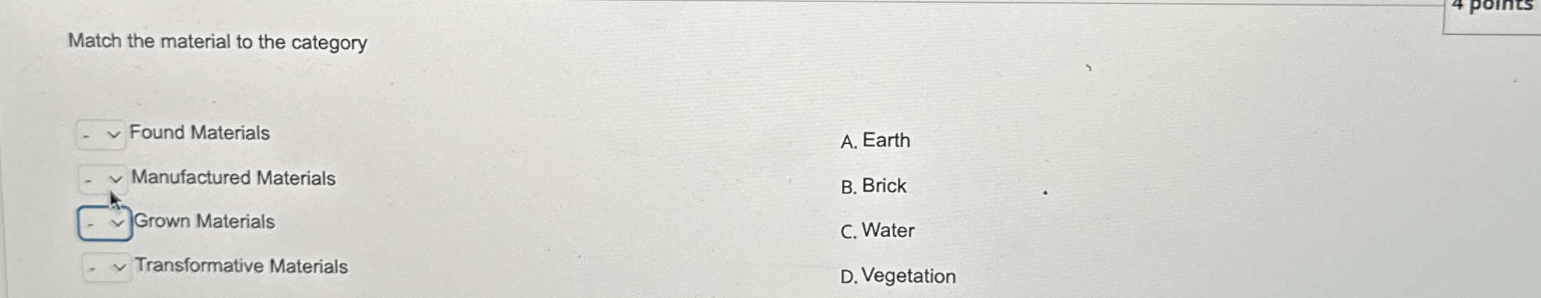 Solved Match the material to the categoryFound MaterialsA. | Chegg.com