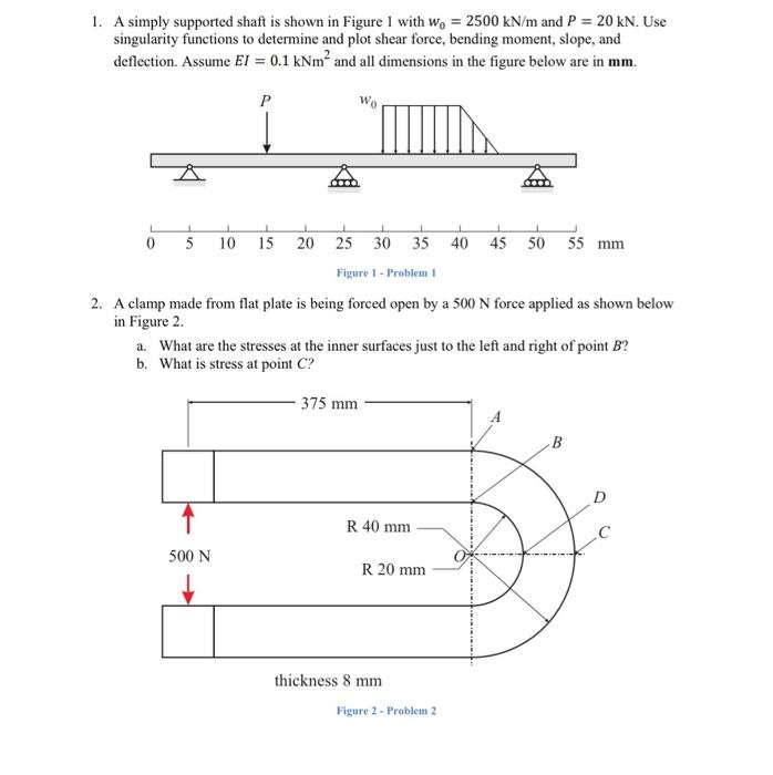 Solved 1. A Simply Supported Shaft Is Shown In Figure 1 With | Chegg.com