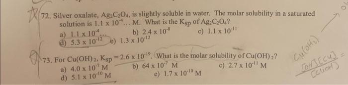 Solved 2. Silver Oxalate, Ag2C2O4, Is Slightly Soluble In | Chegg.com