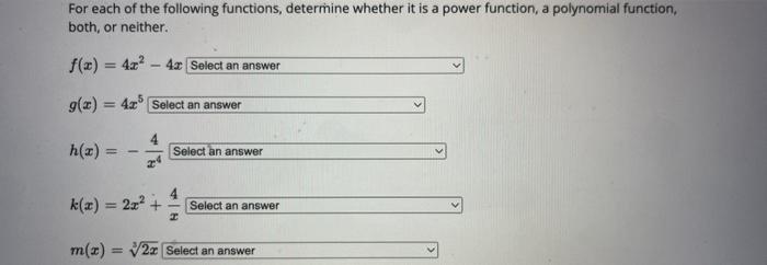 Solved For each of the following functions, determine | Chegg.com