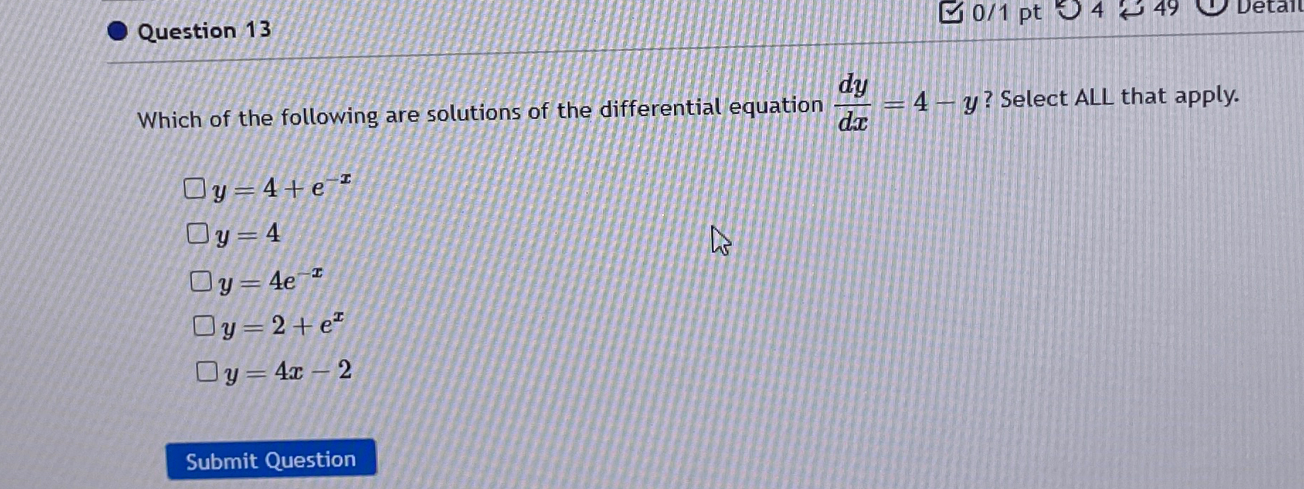 Solved Question 1301pt449DetalWhich of the following are | Chegg.com