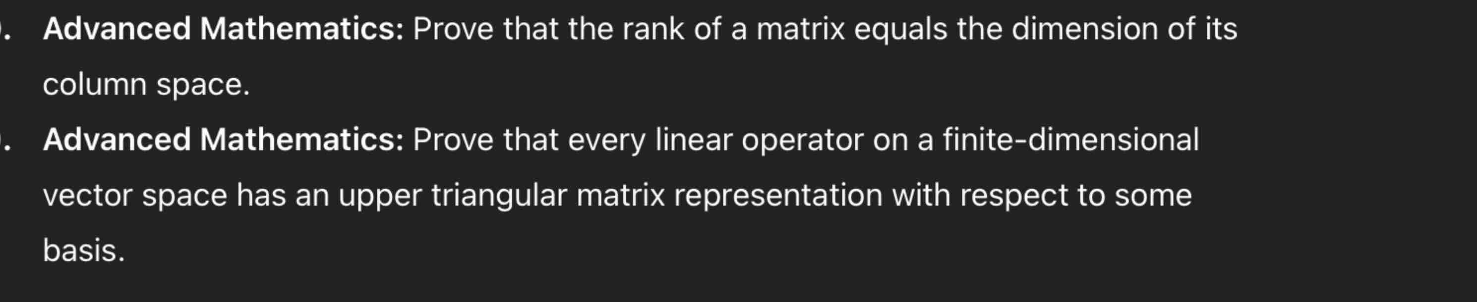 Solved Advanced Mathematics: Prove that the rank of a matrix | Chegg.com