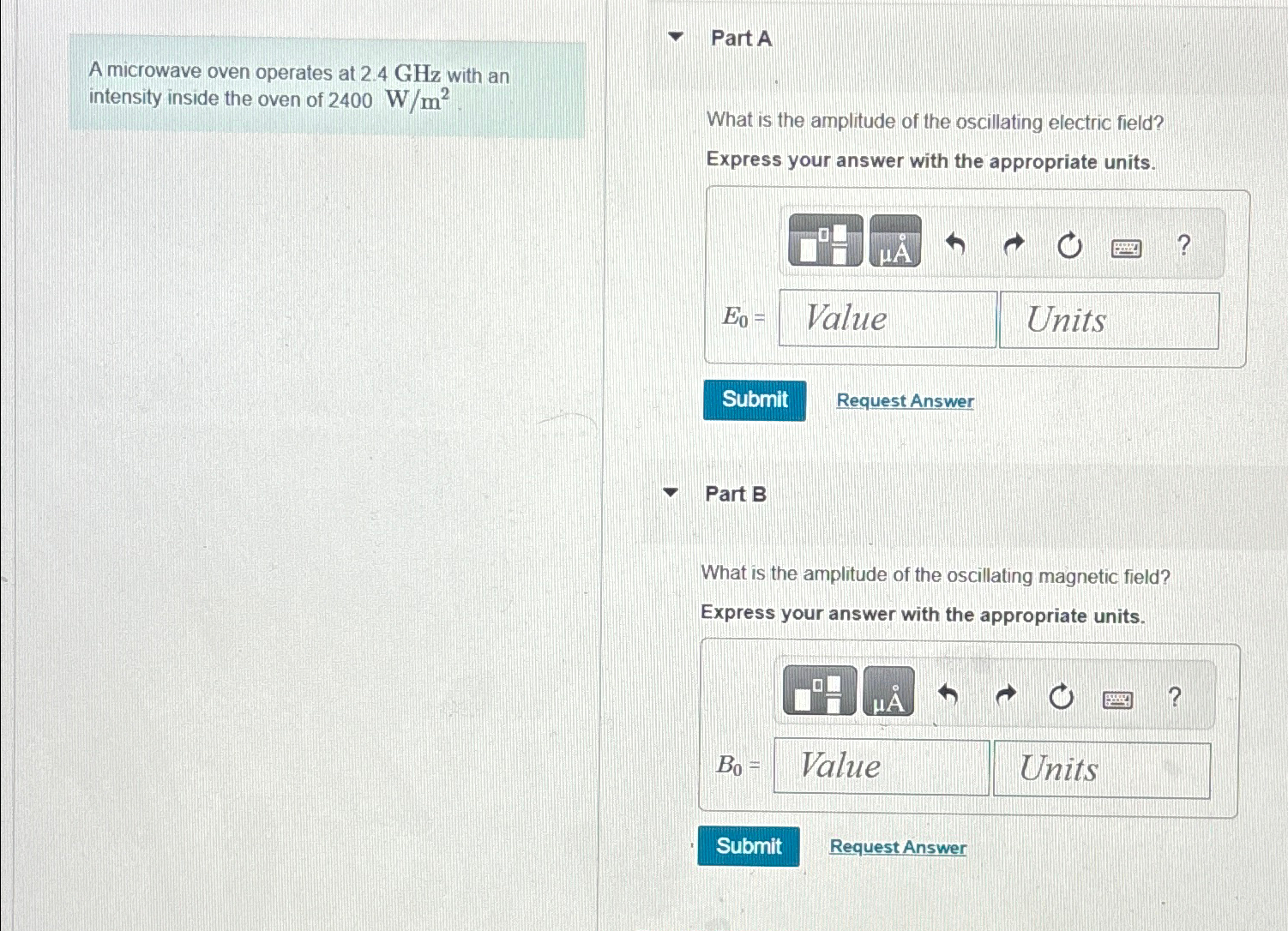 Solved Part AA microwave oven operates at 2.4GHz ﻿with an