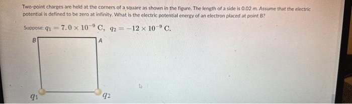 Solved Two-point charges are held at the corners of a square | Chegg.com