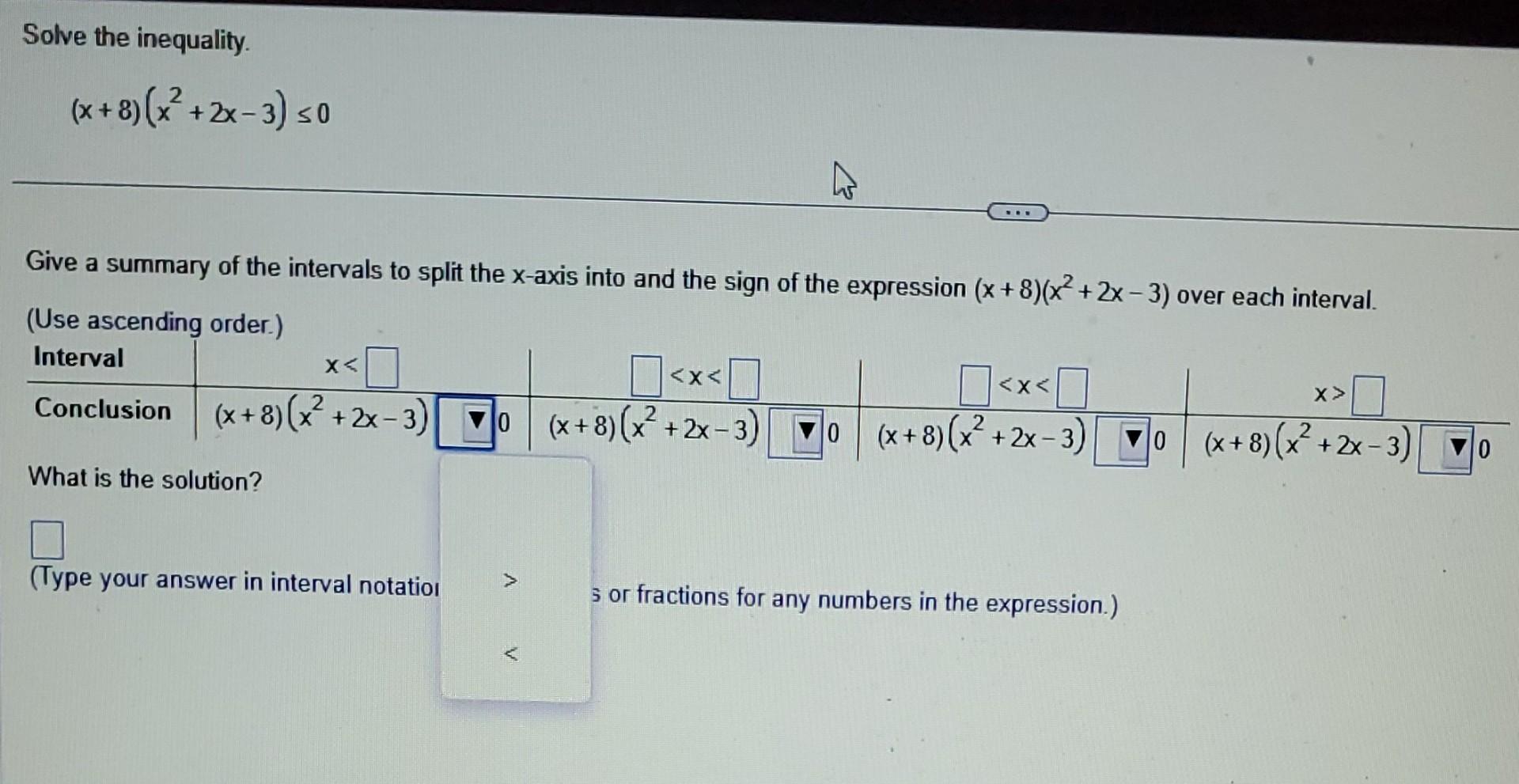 solved-solve-the-inequality-x-8-x2-2x-3-0-give-a-summary-chegg