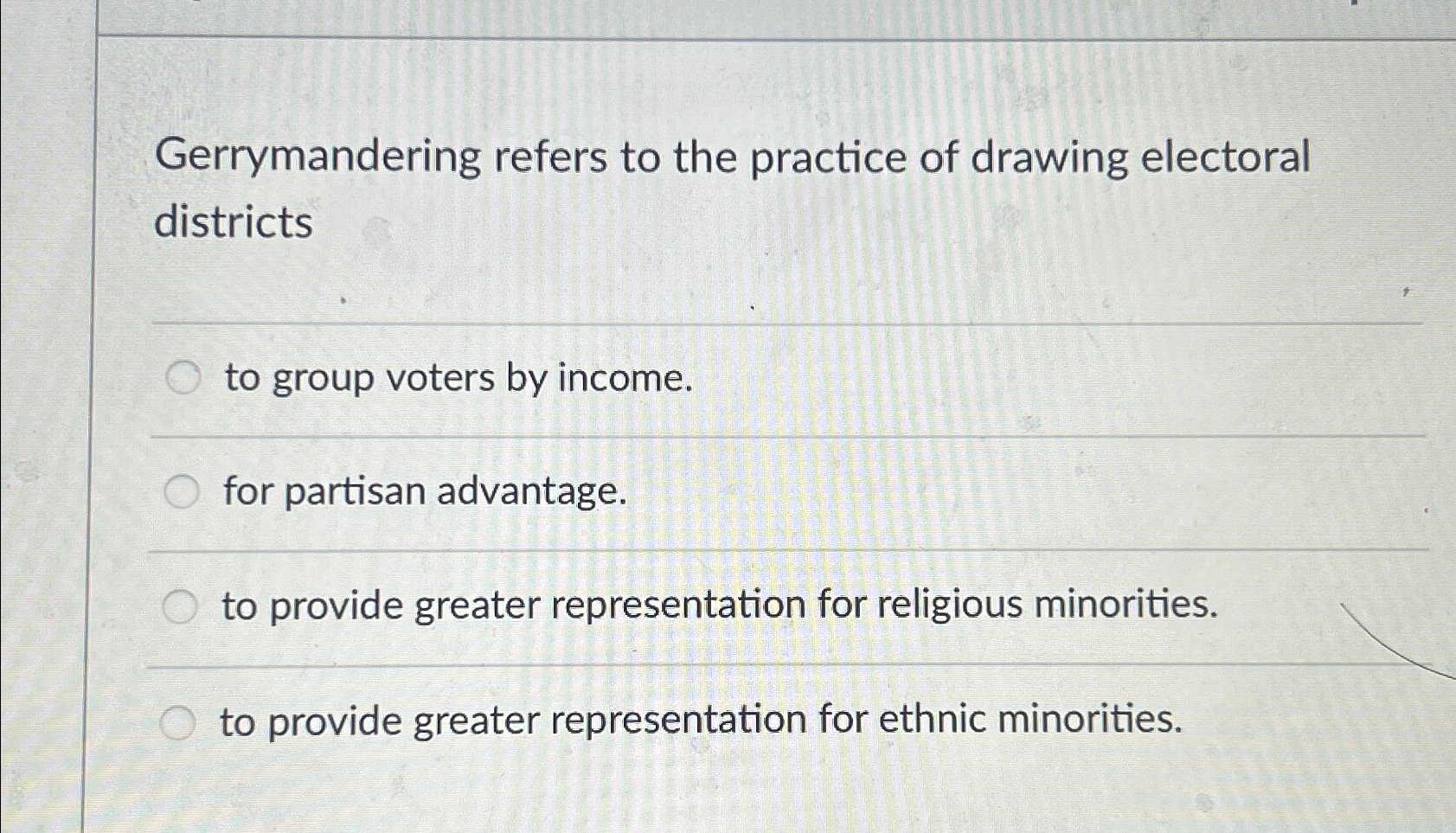 Solved Gerrymandering refers to the practice of drawing