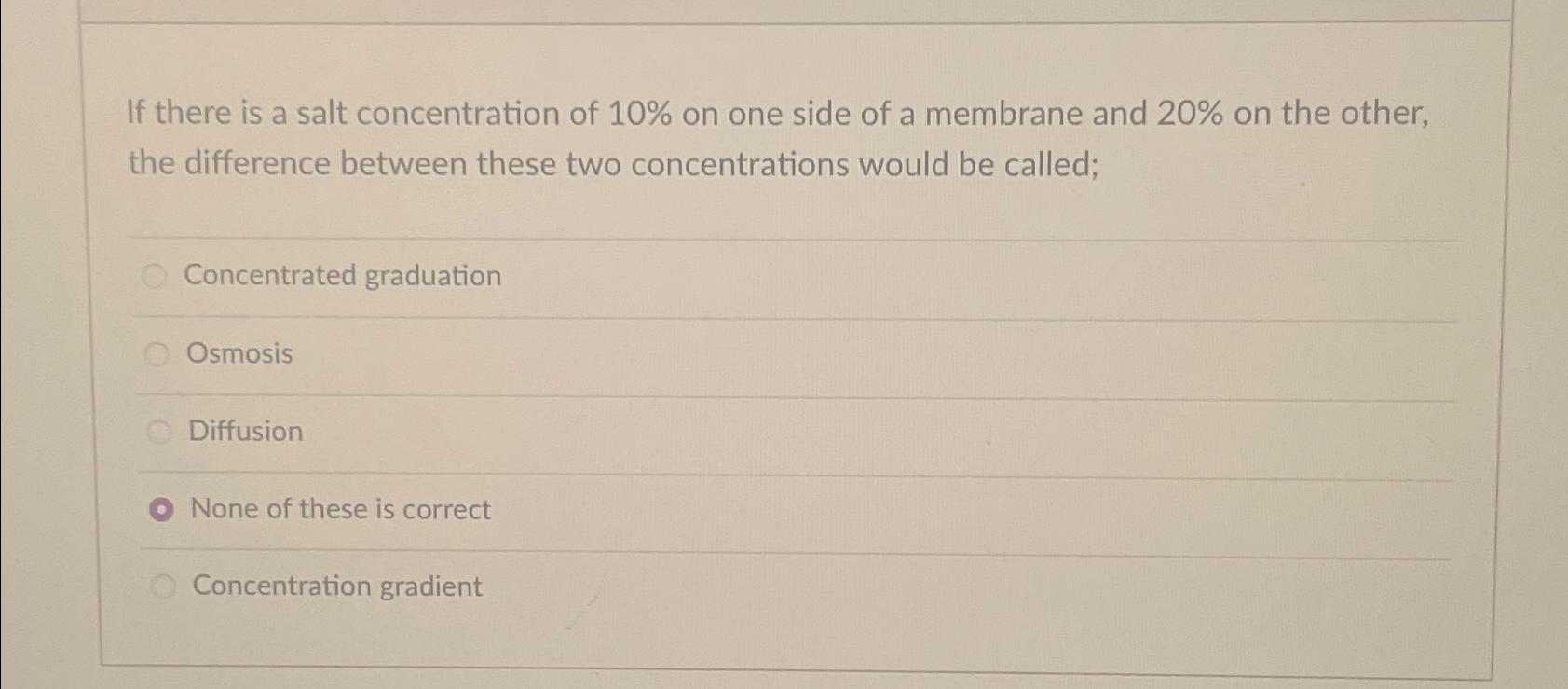Solved If there is a salt concentration of 10% ﻿on one side | Chegg.com