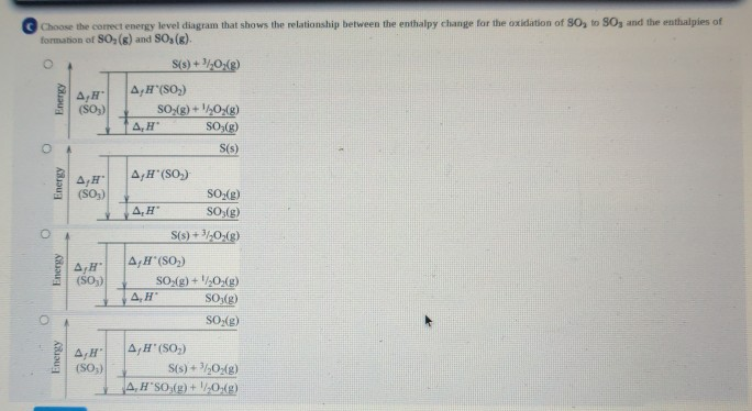 Solved Choose the correct energy level diagram that shows | Chegg.com