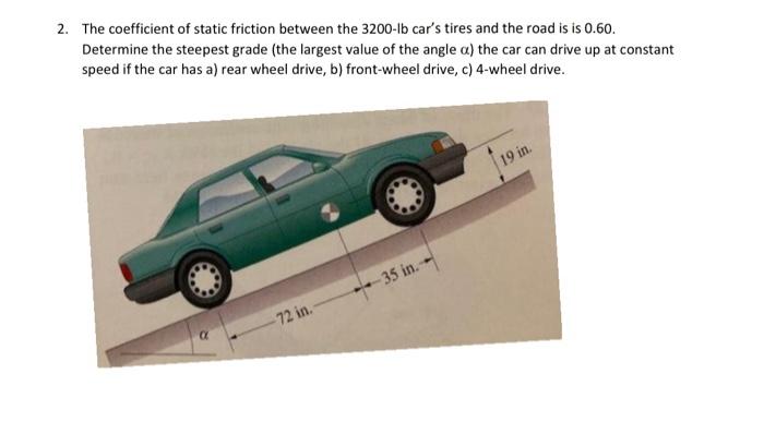 Solved 2. The coefficient of static friction between the | Chegg.com