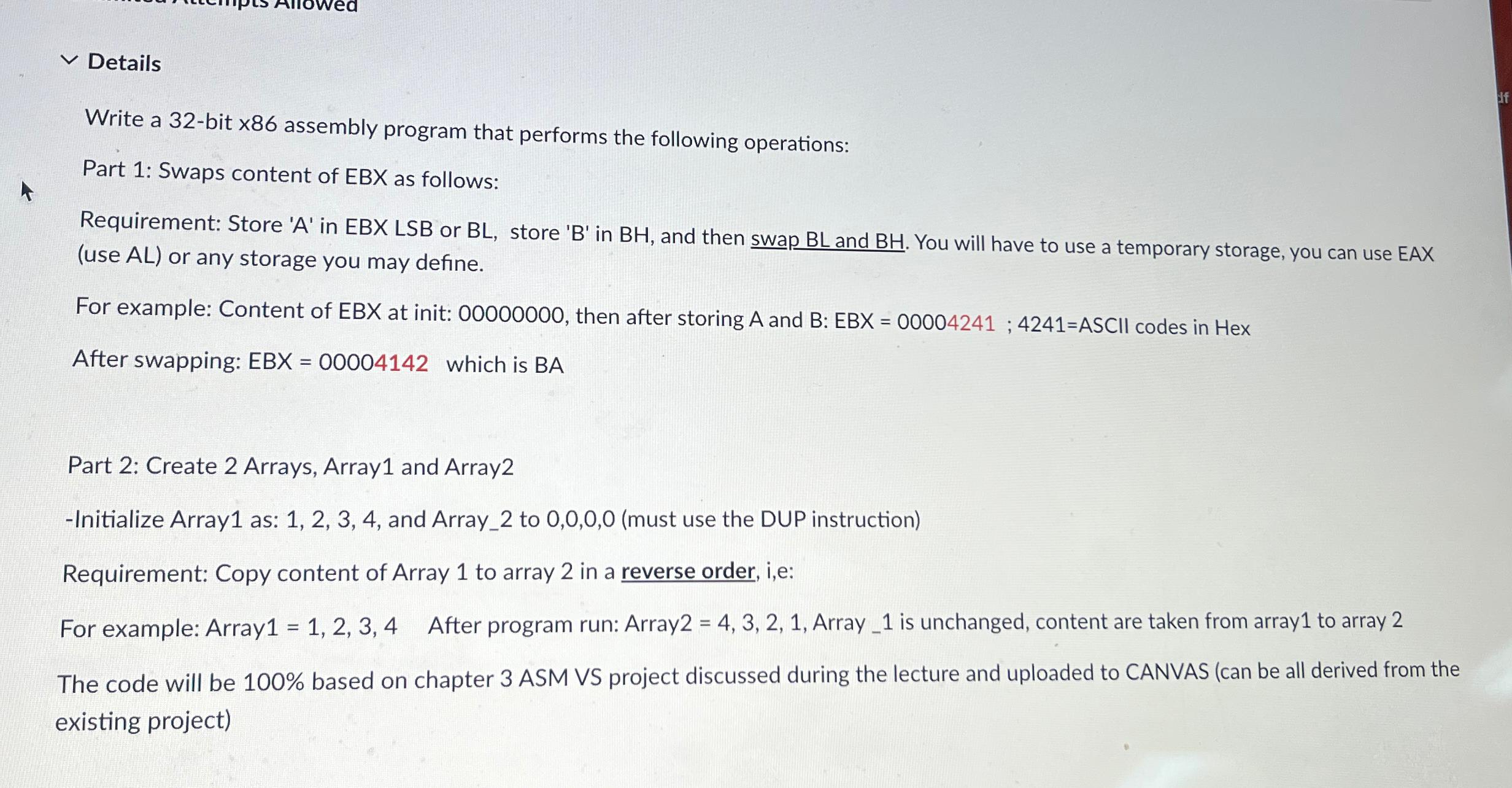 Solved ﻿DetailsWrite A 32-bit ×86 ﻿assembly Program That | Chegg.com