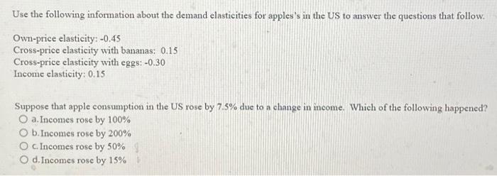 Solved Use The Following Information About The Demand | Chegg.com