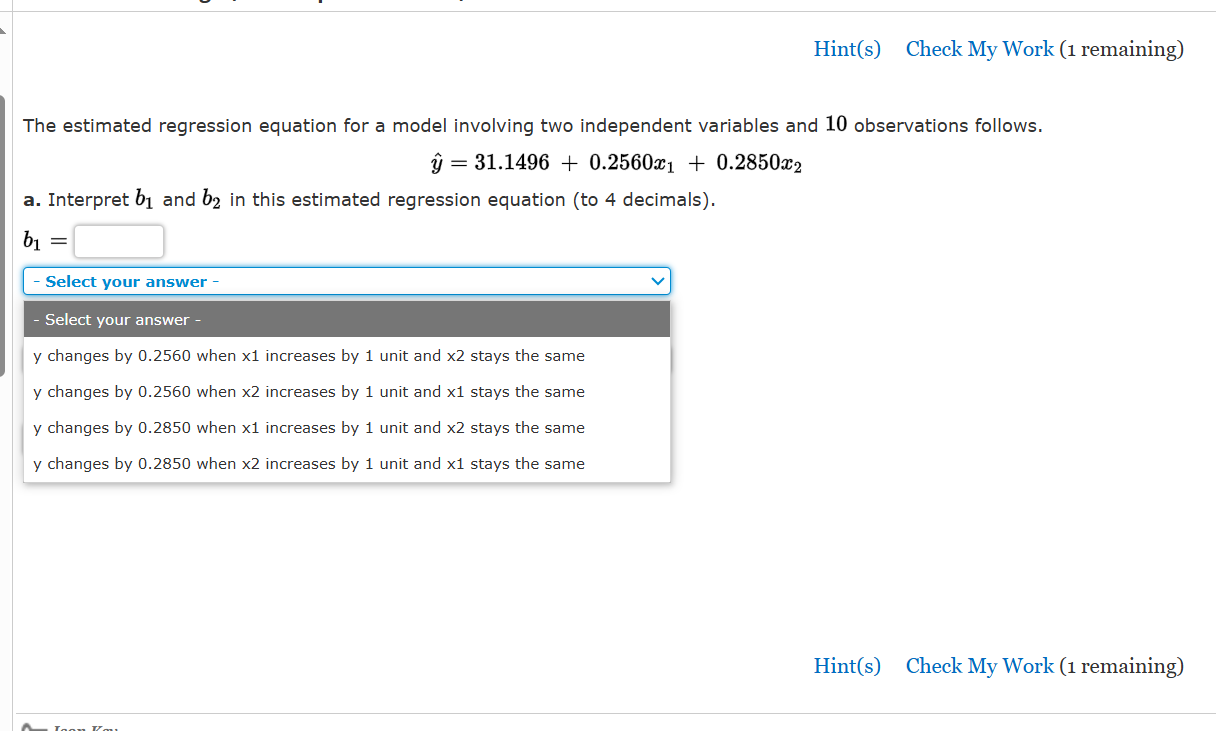 Solved The estimated regression equation for a model | Chegg.com