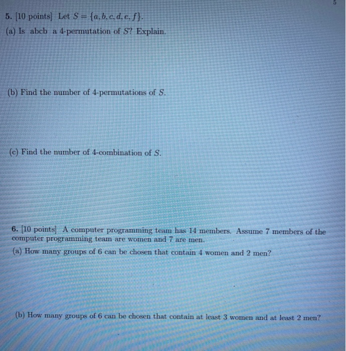 Solved 5. [10 Points) Let S = {a,b,c, D, E, F} (a) Is Abcb A | Chegg.com