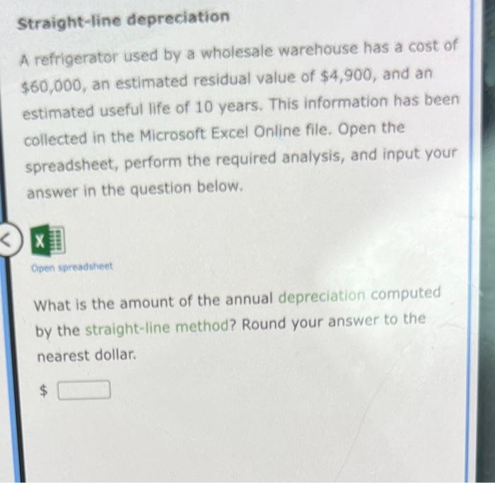 Solved Straightline depreciation A refrigerator used by a