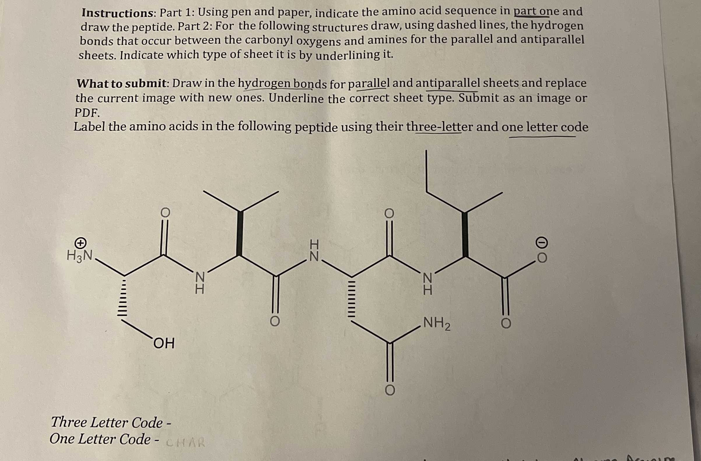 Instructions Part 1 Using pen and paper, indicate
