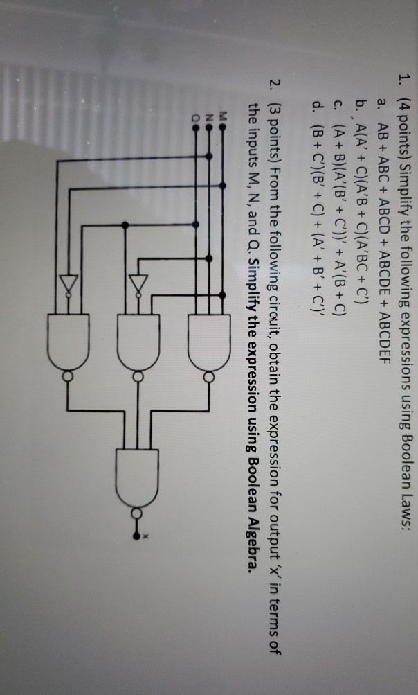 Solved 1. (4 Points) Simplify The Following Expressions | Chegg.com