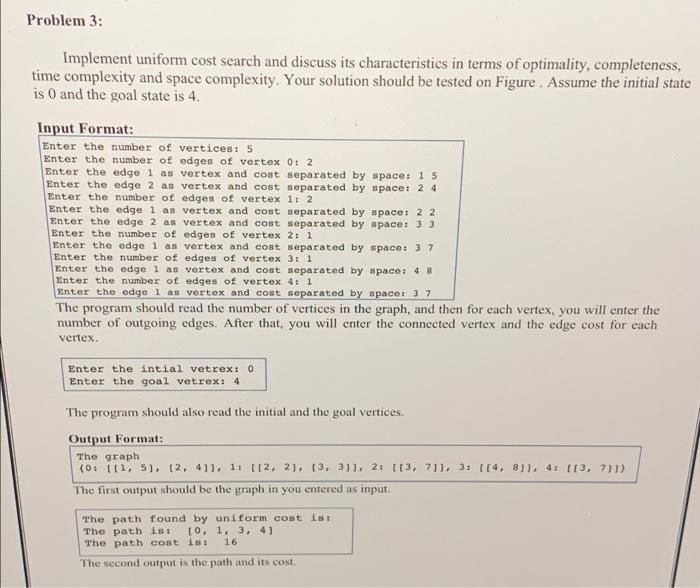 Solved Problem 3: Implement uniform cost search and discuss | Chegg.com