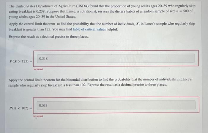 Solved The United States Department of Agriculture (USDA) | Chegg.com
