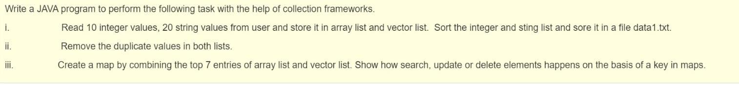 Solved Write a JAVA program to perform the following task | Chegg.com