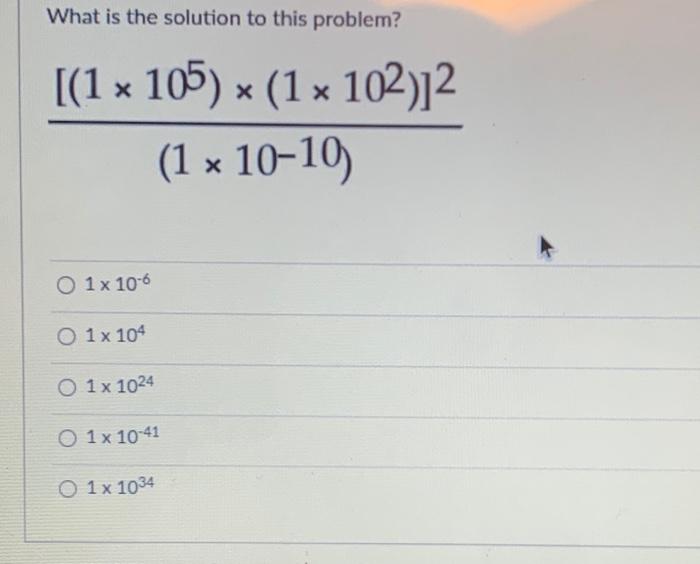 Solved What is the solution to this problem? [(1 x 105) + | Chegg.com