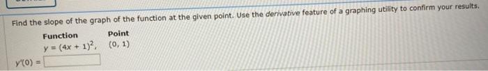 Solved Find the slope of the graph of the function at the | Chegg.com