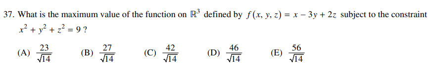 Solved What is the maximum value of the function on R3 | Chegg.com